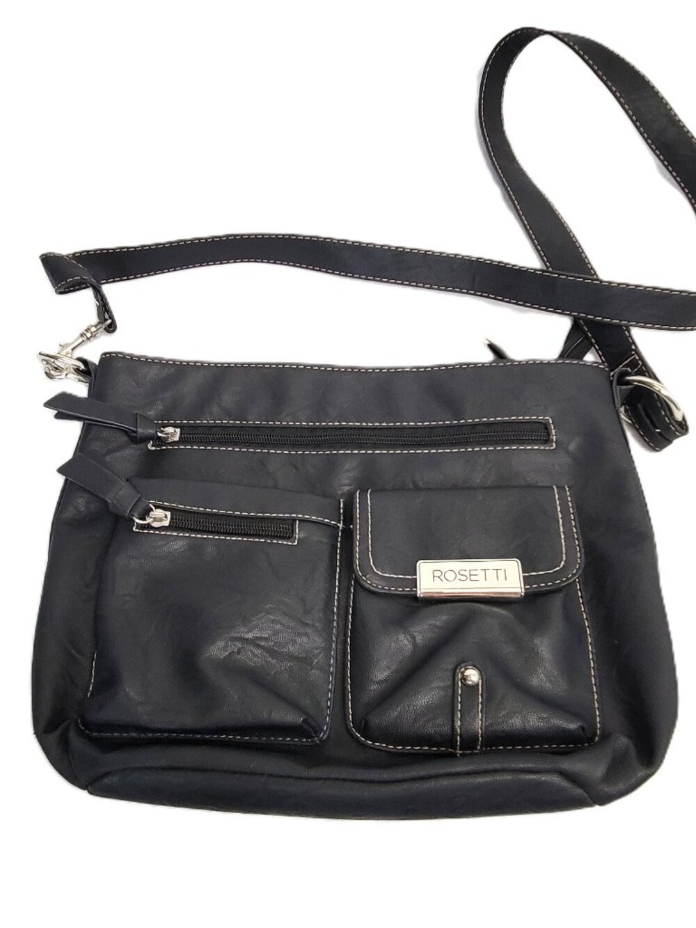Rosetti Black Crossbody Bag Multi-Pocket Travel Organizer Purse Handbag